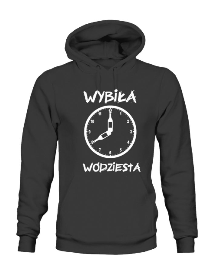 Bluza męska czarna z kapturem z nadrukiem “Wybiła wódziesta”