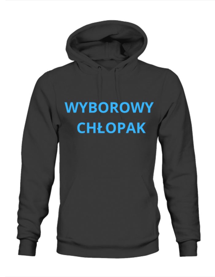 Bluza męska czarna z kapturem z nadrukiem “wyborowy chłopak”